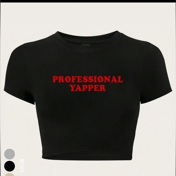 Unk Tops - Black 'Professional Yapper' Cropped T-Shirt